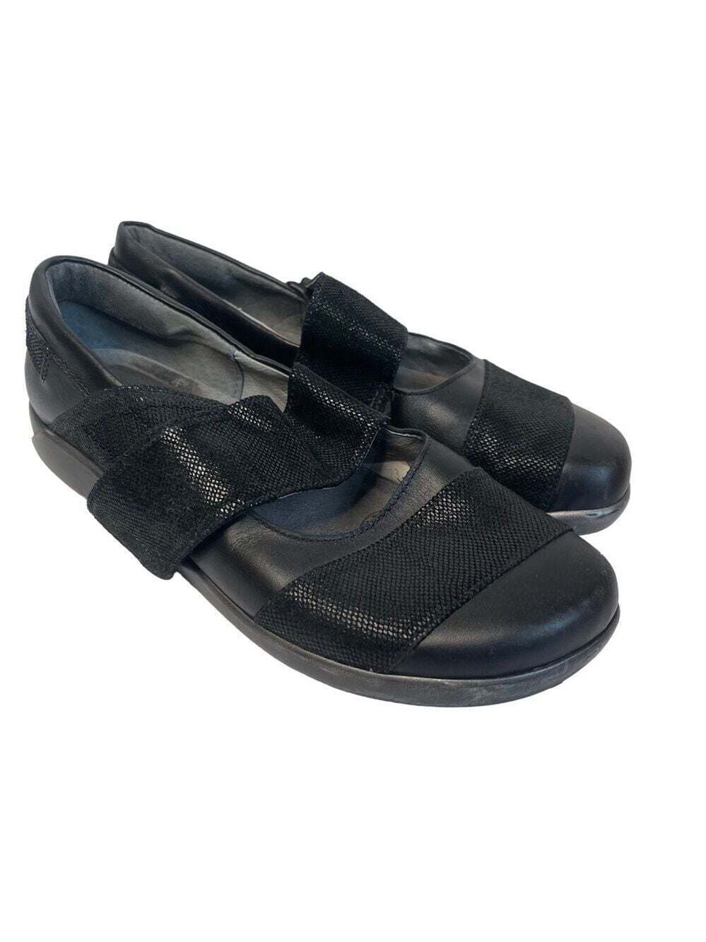 NAOT Black Mary Jane Shoes Size 7 Sparkle Flat Comfort Office Career Minimalist